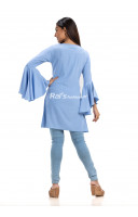 Round Neck Solid One Piece Dress With Bell Sleeve (KR1723)